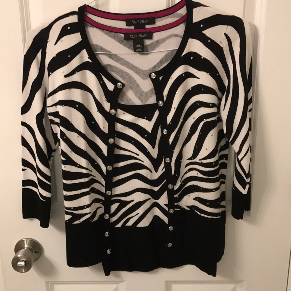 GUC XS Zebra print studded WHBM tank/sweater set